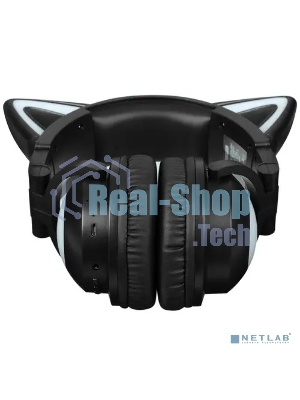 Беспроводные/проводные наушники Party Cat mini BT 0052 черно-желтый, накладные, Bluetooth + проводной, кошачьи ушки, до 10 ч