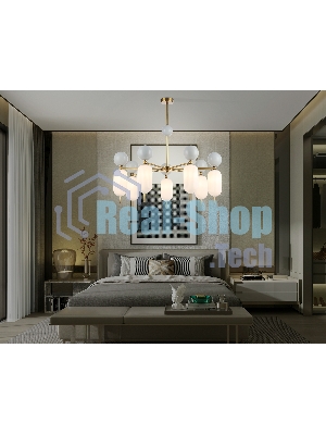 Светильник Ambrella light LH53106/7 BS/GR/FR латунь/серый/белый матовый G9*7 max 28W D800*800