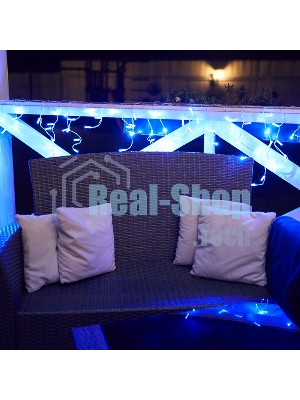 Гирлянда Neon-night Айсикл (бахрома) светодиодный, 2,4 х 0,6 м, прозрачный провод, 230 В, диоды синие, 88 LED