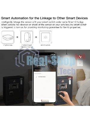 Датчик вибрации MOES Vibration Sensor ZSS-Z-VBR, Zigbee, AAA 2шт х 1.5 V
