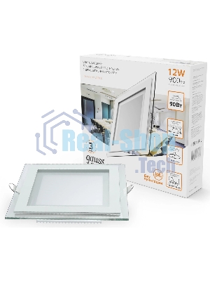 Светильник Glass кв 12W 900lm 3000K 220-240V IP20 монт Ø118х118 160x160x30 с дек стек LED