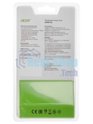 Мышь проводная Acer OMW140 черный, 1200 dpi, USB, кнопки - 3