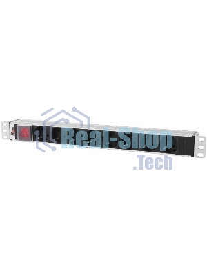 Блок розеток Rem-10 без шнура с выкл., 8 Sсhuko, вход IEC 60320 C14, 10A, алюм., 19