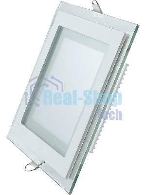 Светильник Glass кв 12W 900lm 3000K 220-240V IP20 монт Ø118х118 160x160x30 с дек стек LED