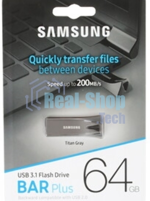 Флешка USB 64Gb USB Drive USB 3.1 Samsung BAR Plus (up to 200Mb/s) (MUF-64BE4/APC)