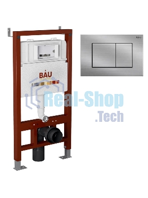Инсталляция BAU PRO для подвесного унитаза, клавиша смыва BAU Stil антивандальная для системы двойного слива, нержавеющая сталь сатин