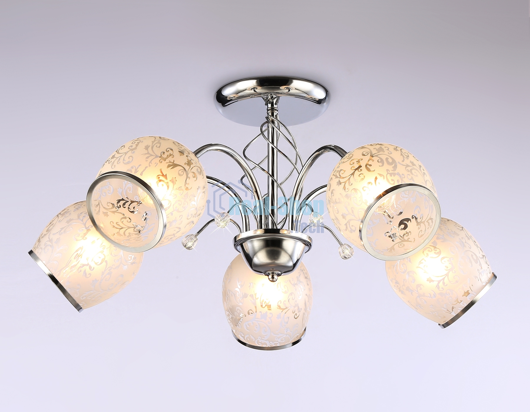 Светильник Ambrella light TR3188/5 CH/CL/FR хром/прозрачный/белый матовый E27/5 max 40W D600*285