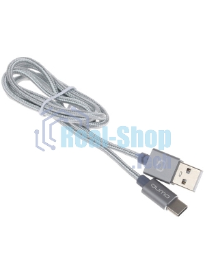 Кабель QUMO 32962 USB-A на Type-C, силиконовый, 1м, 3A, 18W (серый)