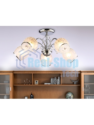 Светильник Ambrella light TR3188/5 CH/CL/FR хром/прозрачный/белый матовый E27/5 max 40W D600*285