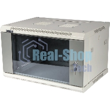 Шкаф настенный Lanmaster TWT-CBWPG-9U-6X6-GY 9U 600x600мм пер.дв.стекл съемные бок.пан. 60кг серый