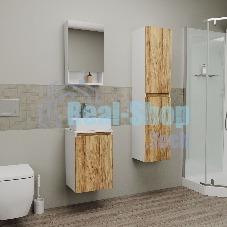 Раковина накладная со смесителем и выпуском (прямоугольная BAU Hotel mini 37х23, белая + смеситель Hotel Still, нер. сталь, выпуск клик-клак черный)