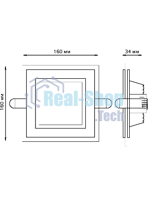 Светильник Glass кв 12W 900lm 3000K 220-240V IP20 монт Ø118х118 160x160x30 с дек стек LED