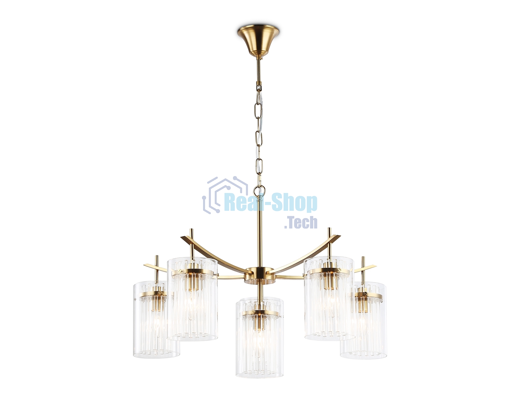 Люстра Ambrella light LH56031/5+1 BS/CL латунь/прозрачный E14*6 max 40W D680*1200