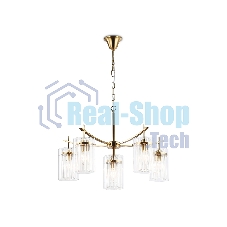 Люстра Ambrella light LH56031/5+1 BS/CL латунь/прозрачный E14*6 max 40W D680*1200