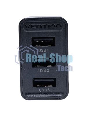 Сетевое зарядное устройство Vention на 3 порта USB 2.4A черный