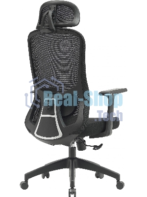 Кресло компьютерное Cactus CS-MC515-BK черный, сиденье черный, сетка/ткань, с подголов. крестов. пластик, пластик черный