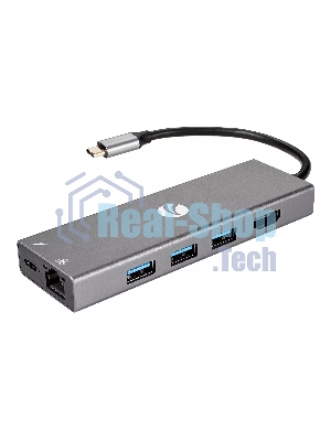 Адаптер VCOM CU459 Type-Cm --> RJ-45+2USB3.0(f) + PD100 Вт Alum Shell