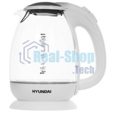 Чайник электрический Hyundai HYK-G3805 1.7 л, 2200 Вт, белый/прозрачный (корпус: стекло)