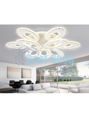 Потолочный светодиодный светильник FA8933/6+3 WH/CH белый/хром 255W 3000K-6400K 740*660*120 (ПДУ РАДИО 2.4G)