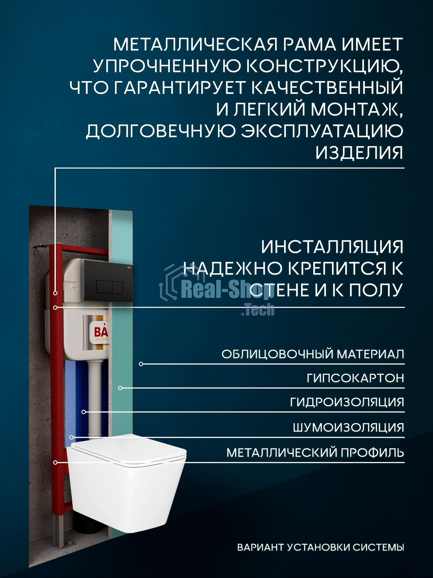Комплект BAU 6 в 1: рамная инсталляция BAU NEO 45, унитаз подвесной безободковый торнадо обратного потока Bau Stil Hurricane-2, сиденье дюропласт микролифт, кнопка смыва BAU Hotel , черная матовая