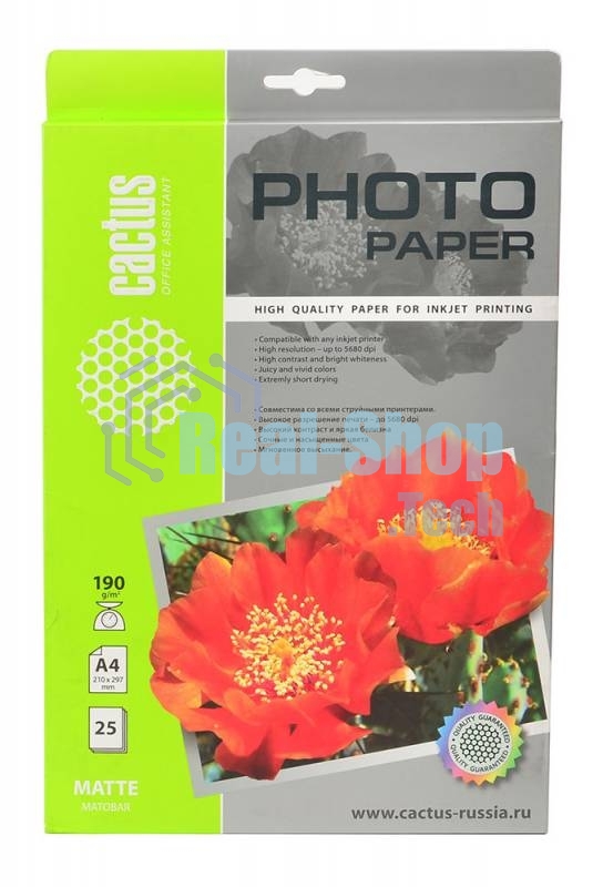 Фотобумага Cactus CS-MA419025 матовая A4 190 г/м2 25 листов