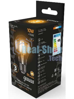 Лампа светодиодная филаментная Gauss 10Вт цок.: E27 шар 220B 2700K св. свеч. белый теп. A60 (упак.: 10 шт) (102802110)
