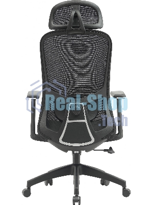 Кресло компьютерное Cactus CS-MC515-BK черный, сиденье черный, сетка/ткань, с подголов. крестов. пластик, пластик черный