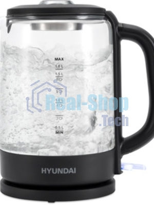 Чайник электрический Hyundai HYK-G4402 1.7 л, 2200 Вт, черный/серебристый корпус: стекло