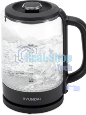 Чайник электрический Hyundai HYK-G4402 1.7 л, 2200 Вт, черный/серебристый корпус: стекло