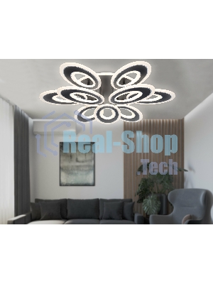 Потолочный светодиодный светильник FA8938/6+3 BK/CH черный/хром 255W 3000K-6400K 740*660*120 (ПДУ РАДИО 2.4G)