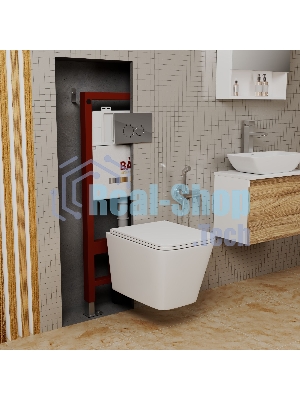 Комплект BAU 6 в 1: инсталляция BAU PRO, унитаз подвесной безободковый торнадо обратного потока Bau Stil Hurricane-2, сиденье дюропласт микролифт, клавиша BASIC хром