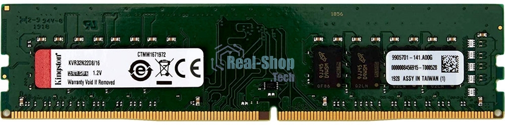 Оперативная память Kingston ValueRAM, DDR4, 16GB (1x16GB), 3200MHz, CL22, DIMM