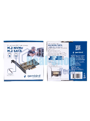 Адаптер Gembird для двух SSD M.2 (NVMe+SATA) в разъем PCI-e MF-PCIE-NVME-SATA, коробка