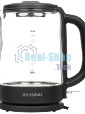 Чайник электрический Hyundai HYK-G4402 1.7 л, 2200 Вт, черный/серебристый корпус: стекло