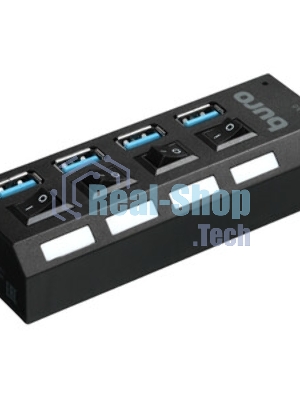 USB-концентратор Buro BU-HUB4-U3.0-L, USB 3.0, USB 4 порта, USB