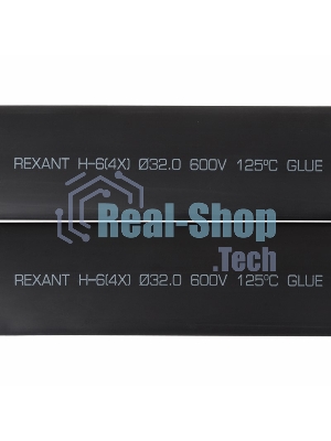 Термоусаживаемая трубка клеевая Rexant 32,0/8,0 мм, (4:1) черная, упаковка 5 шт. по 1 м