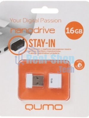 Флешка USB QUMO 16Gb, NANO QM16GUD-NANO-W белый
