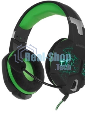 Гарнитура SmartBuy Rush Taipan чёрный-зеленый, проводная, USB, подсветка