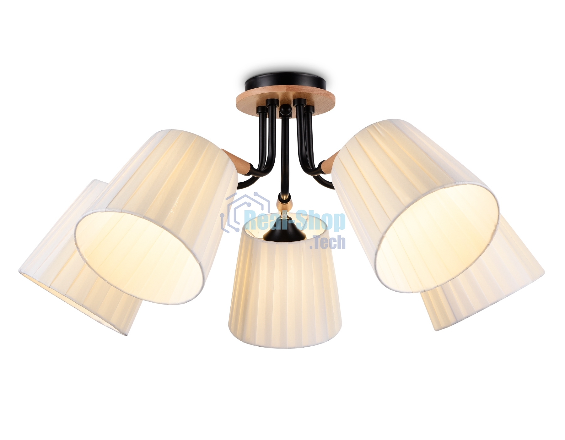 Светильник Ambrella light TR4733/5 BK/LWD черный/светлое дерево E27/5 max 40W D610*270