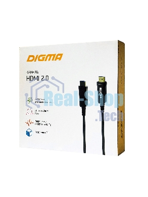 Кабель аудио-видео Digma HDMI 2.0 AOC HDMI (m)/HDMI (m) 20м. позолоченные контакты черный