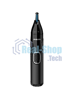 Триммер Philips для носа и ушей, черный, корпус - пластик, 3 насадки-гребня, насадка - триммер, щеточка для очистки, мягкий чехол, батарейка