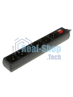 Сетевой фильтр 5bites GARDA SP6B-550 6S/3x0.75 мм2/5 м/черный