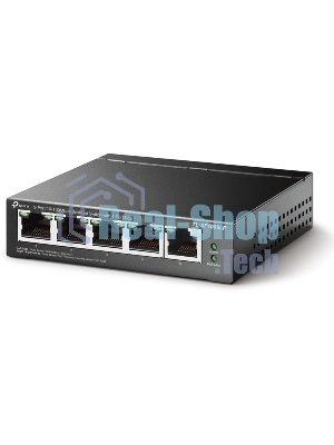 Коммутатор 5-Port 10/100Mbps Unmanaged Switch with 4-Port PoE, meta case, desktop mount, PoE budget 41W.