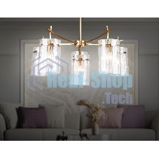 Люстра Ambrella light LH56031/5+1 BS/CL латунь/прозрачный E14*6 max 40W D680*1200