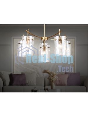 Люстра Ambrella light LH56031/5+1 BS/CL латунь/прозрачный E14*6 max 40W D680*1200