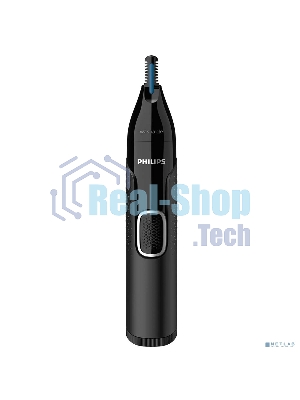 Триммер Philips для носа и ушей, черный, корпус - пластик, 3 насадки-гребня, насадка - триммер, щеточка для очистки, мягкий чехол, батарейка