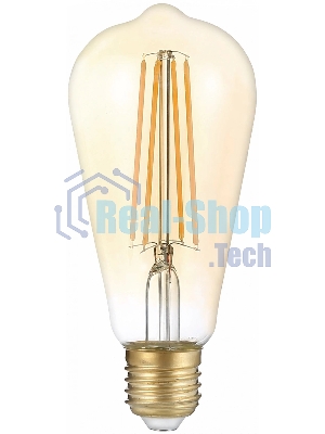 Лампа светодиодная филаментная Gauss Filament ST64 8Вт цок.: E27 эдисон 220B св. свеч. бел. теп. (упак.: 10 шт)
