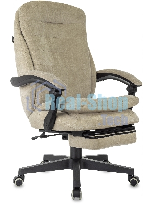 Кресло руководителя Бюрократ T-9950MSG-F Fabric песочный Light-21, крестов. пластик, подст. для ног