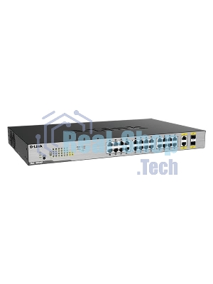 Коммутатор неуправляемый D-Link DGS-1026MP/B2A с 24 портами 10/100/1000Base-T, 2 комбо-портами 100/1000Base-T/SFP (24 порта PoE 802.3af/at, PoE-бюджет 370 Вт)