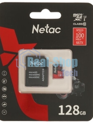 Флеш карта MicroSD card Netac P500 Extreme Pro 128Gb, retail version w/SD adapter